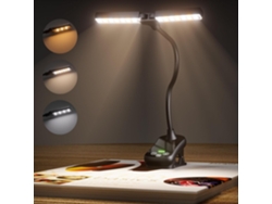 Lámpara de lectura LED con clip, ajuste continuo de brillo y brazo flexible de 360° con conexión USB. Nicecee