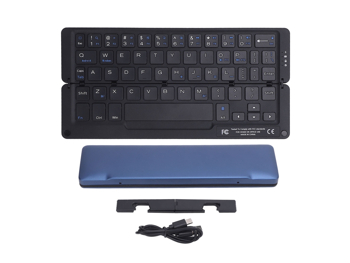Teclado Bluetooth Dobrável 58 Teclas Silencioso Liga De Alumínio Com Suporte Magnético Portátil Recarregável Azul