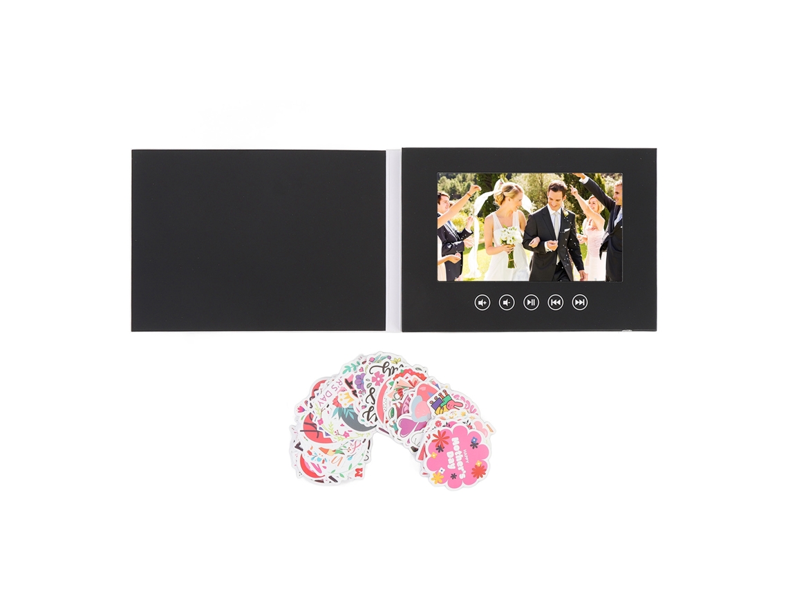 Tarjeta De Saludo Electrónica Con Pantalla Lcd 720p Hd Folleto Video Diy Para Empresa Boda Aniversario 5 Pulgadas
