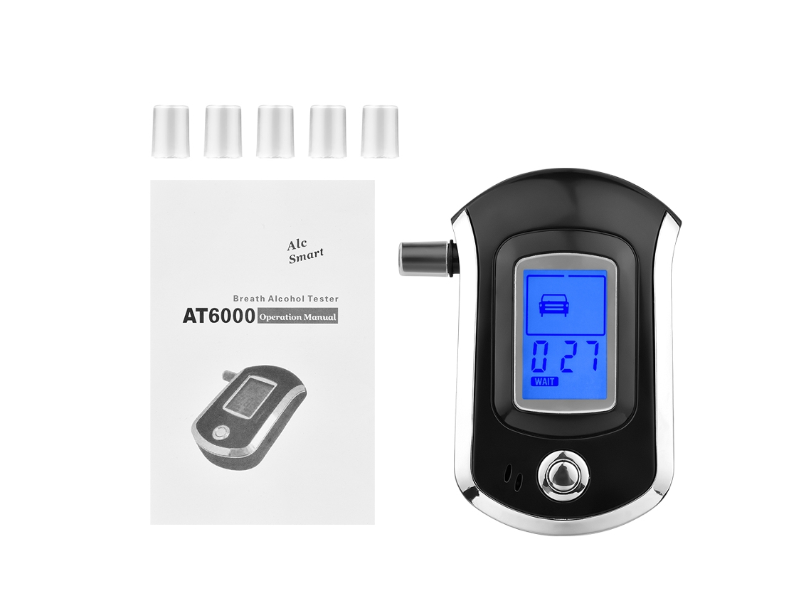 Alcoholímetro Portátil Con 6 Boquillas, Pantalla Lcd, Analizador Detector De Alcoholemia Con Alarma Audiovisual.