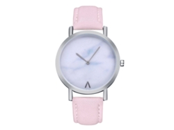 Reloj analógico de cuarzo sencillo e informal para mujer con correa de PU, ideal como regalo (rosa).