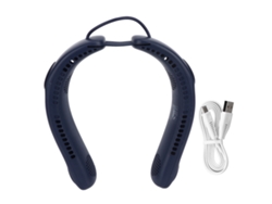 Ventilador De Cuello Portátil Con 4 Aspas, 3 Velocidades, Recargable Por Usb, Plegable Para El Hogar, La Oficina Y Los Viajes - Azul