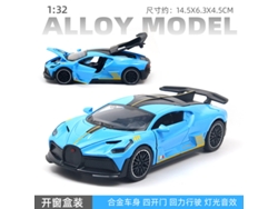 Coche miniatura a escala 1/32, fabricado en metal fundido a presión, con puertas que se abren, luces y música: un coche de juguete para niños. MDUG