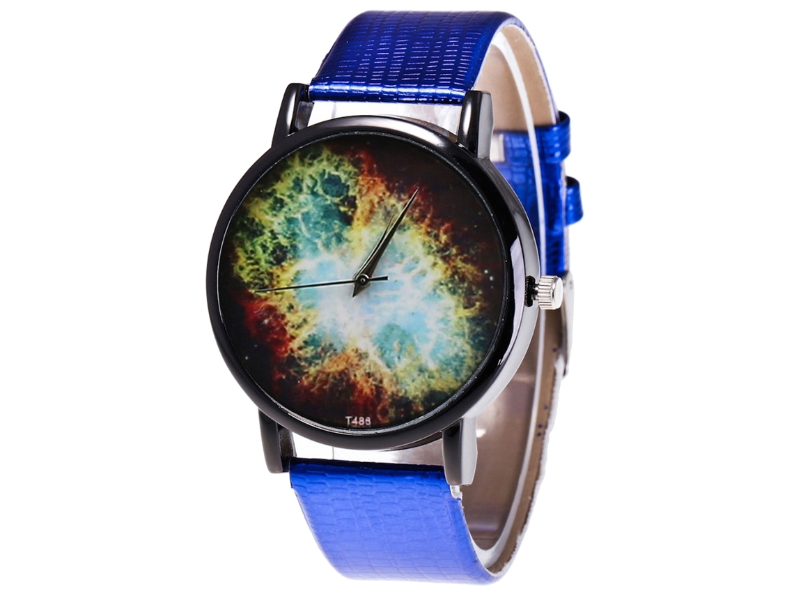 Reloj De Pulsera Unisex De Cuarzo Con Correa De Cuero Pu Zhoulianfa (azul)