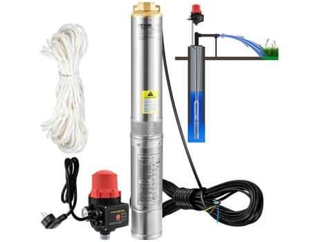 Vevor Bomba Sumergible Para Pozos Profundos Bomba de Agua de Acero Inoxidable 750W 105L/Min 62 M