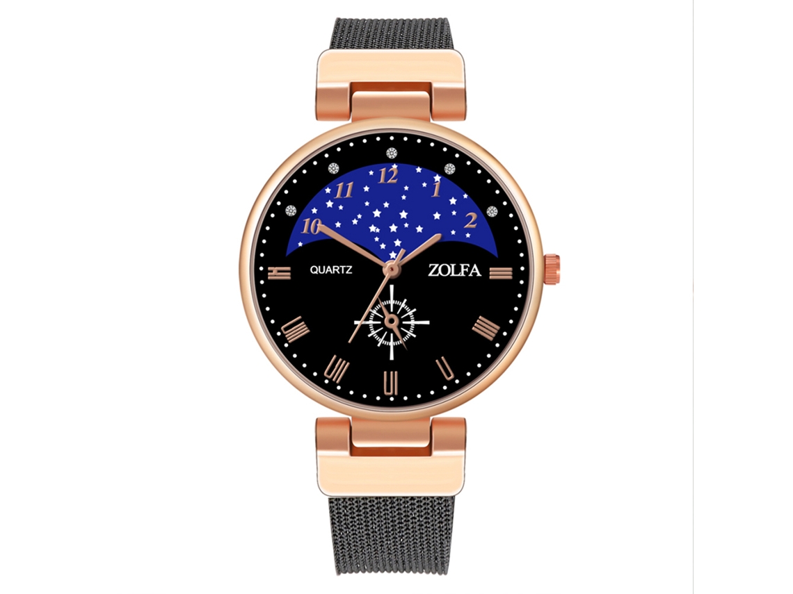 Reloj De Pulsera De Cuarzo Para Mujer Con Correa De Malla Y Esfera Con Diseño De Cielo Estrellado.
