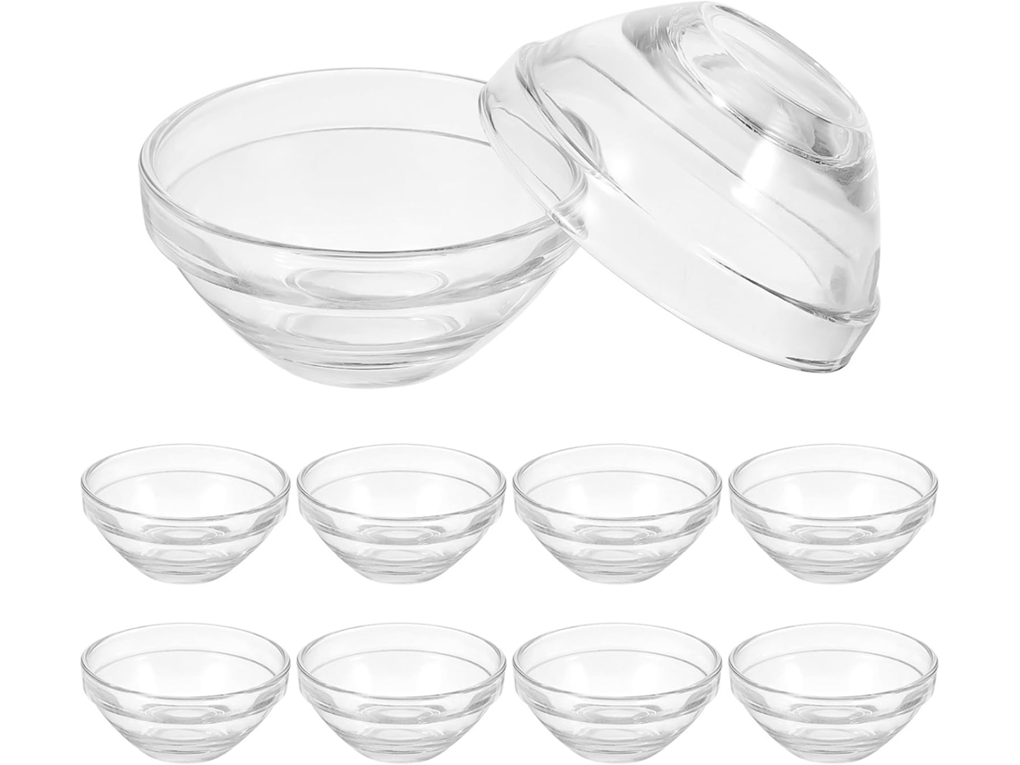 Nuobesty 10 cuencos de vidrio transparente para mascarillas faciales, almacenamiento duradero para aceites esenciales