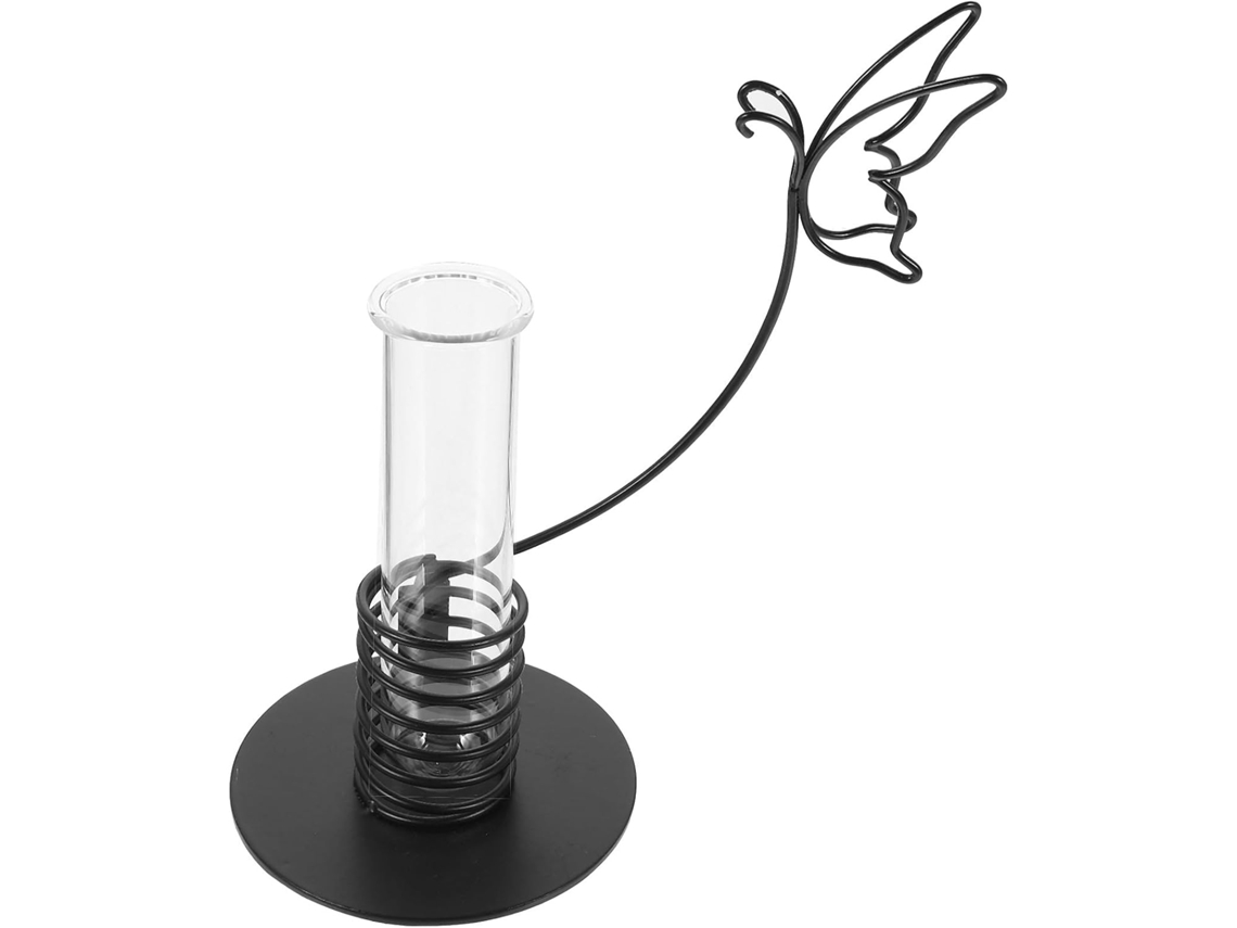 Jarrón De Cristal Para Flores Secas Con Tubo De Ensayo Y Marco De Hierro Forjado, Diseño Creativo, Transparente.