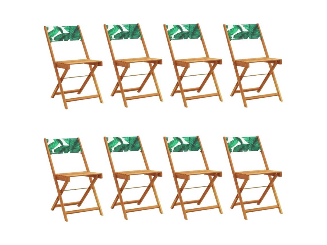 Maison Exclusive - Cadeiras De Jardim Dobráveis 8 Pcs Tecido/madeira Maciça Verde