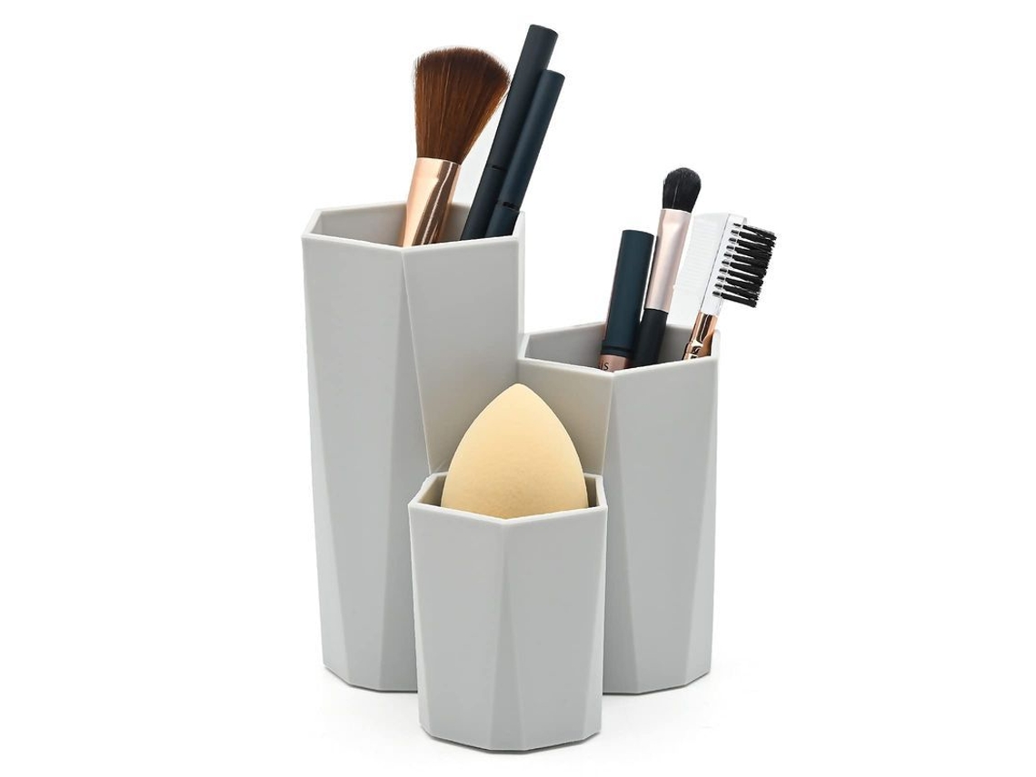 Soporte Hexagonal Para Brochas De Maquillaje, Recipiente De Almacenamiento Con Compartimentos De Diferentes Alturas.