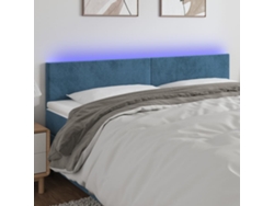 Cabecero Con Led De Terciopelo Azul Oscuro 200x5x78/88 Cm