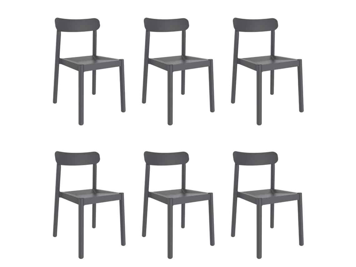 GARBAR ELBA Set 6 Silla Interior Exterior Gris oscuro