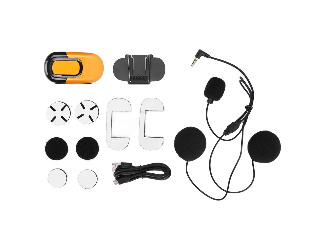 Auriculares Para Casco De Motocicleta Con Intercomunicador Bluetooth 5.0, Batería De 1100 Mah, Color Amarillo.