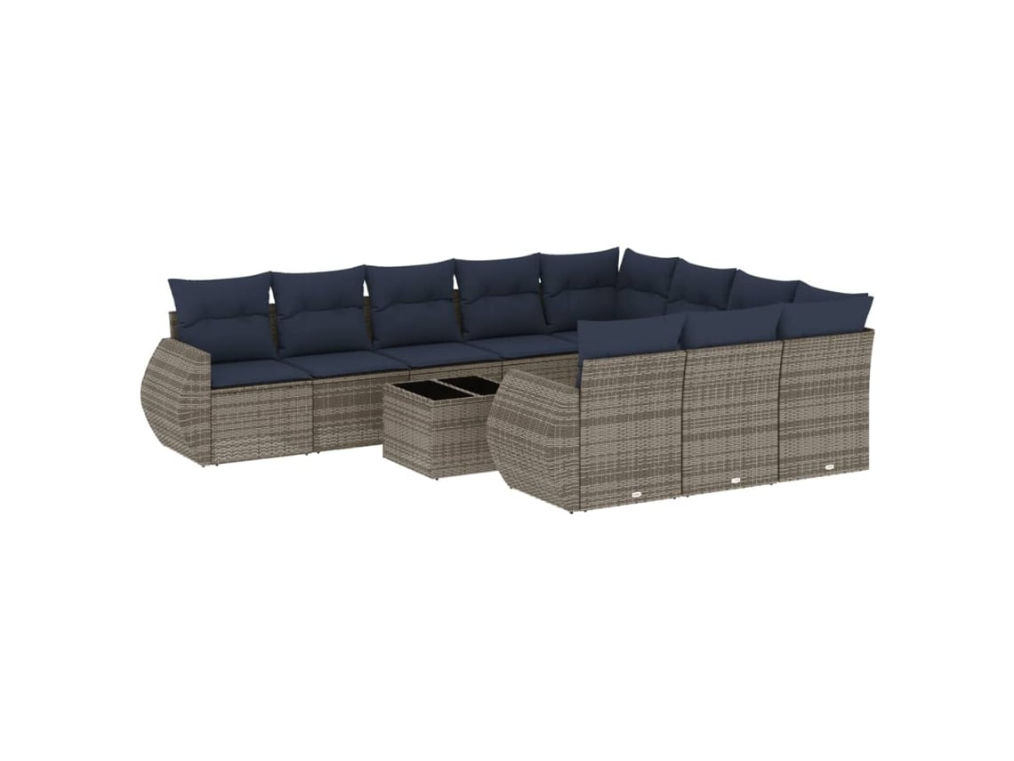 Maison Exclusive - Conjunto De Sofá De Jardín De 11 Piezas Con Cojines, Poliratán Gris