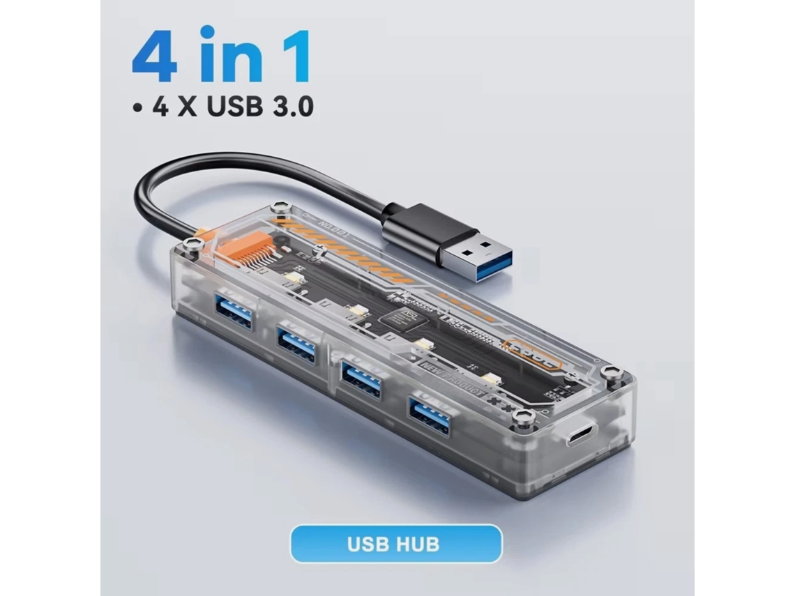 Adaptador Usb-c 4 En 1, Carcasa Transparente Con Transferencia De Datos De 5 Gbps Para Ordenador Portátil (blanco)
