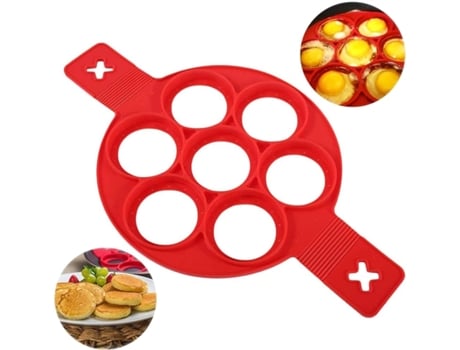 Utensilio de Cocina - Molde de Silicona para Freír 7 Huevos en Forma Circular