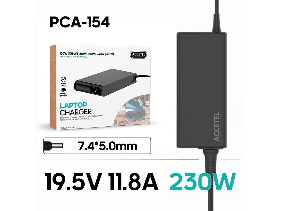 Cargador portátil HP PCA-154, 19,5 V, 11,8 A, 7,4*5,0 mm, 230 W