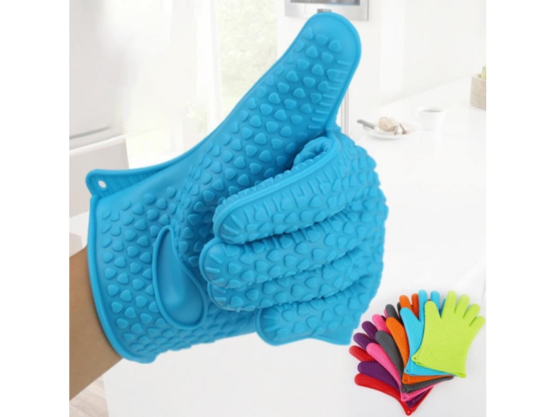 Guantes profesionales extralargos para horno de silicona, agarraderas resistentes al calor, guantes flexibles