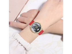 Reloj De Pulsera Vintage Para Hombre De Piel Sintética, Estilo Sencillo Y Moderno, Cuarzo T63-a, Rojo.