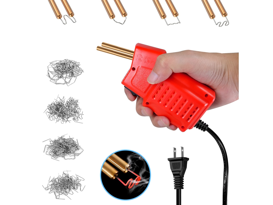 Máquina De Solda De Plásticos Portátil Kit Reparo Riscos Painéis Carro Stapler Quente 400 Pinos