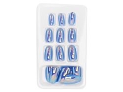 24 Uñas Postizas Largas Estilo Bailarina con Purpurina Francesa, Tallas 12 para Arte de Uñas DIY Salones De Belleza