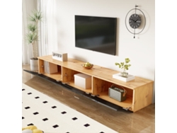 Mueble Tv 180 Cm - Superficie De Alto Brillo, Con Iluminación Led De 16 Colores, Montable En Pared - Negro, Madera