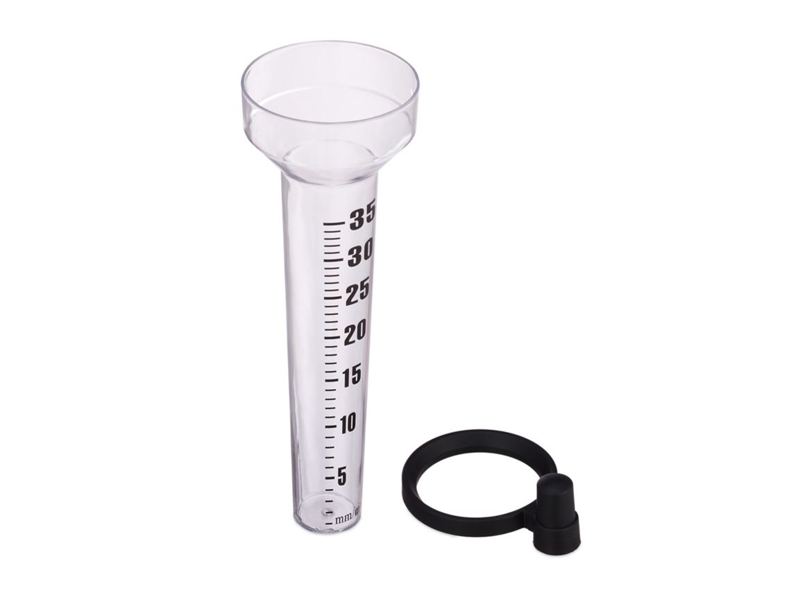 Conjunto De 2 Pluviómetros Relaxdays, Com Suporte, Pluviómetro De Jardim, Ecrã Grande 35 Mm/m², Plástico, Transparente