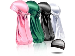 4 Piezas De Durag De Seda, Gorro Ondulado Incluido, Para Hombres Y Mujeres, Colas Largas, Naranja