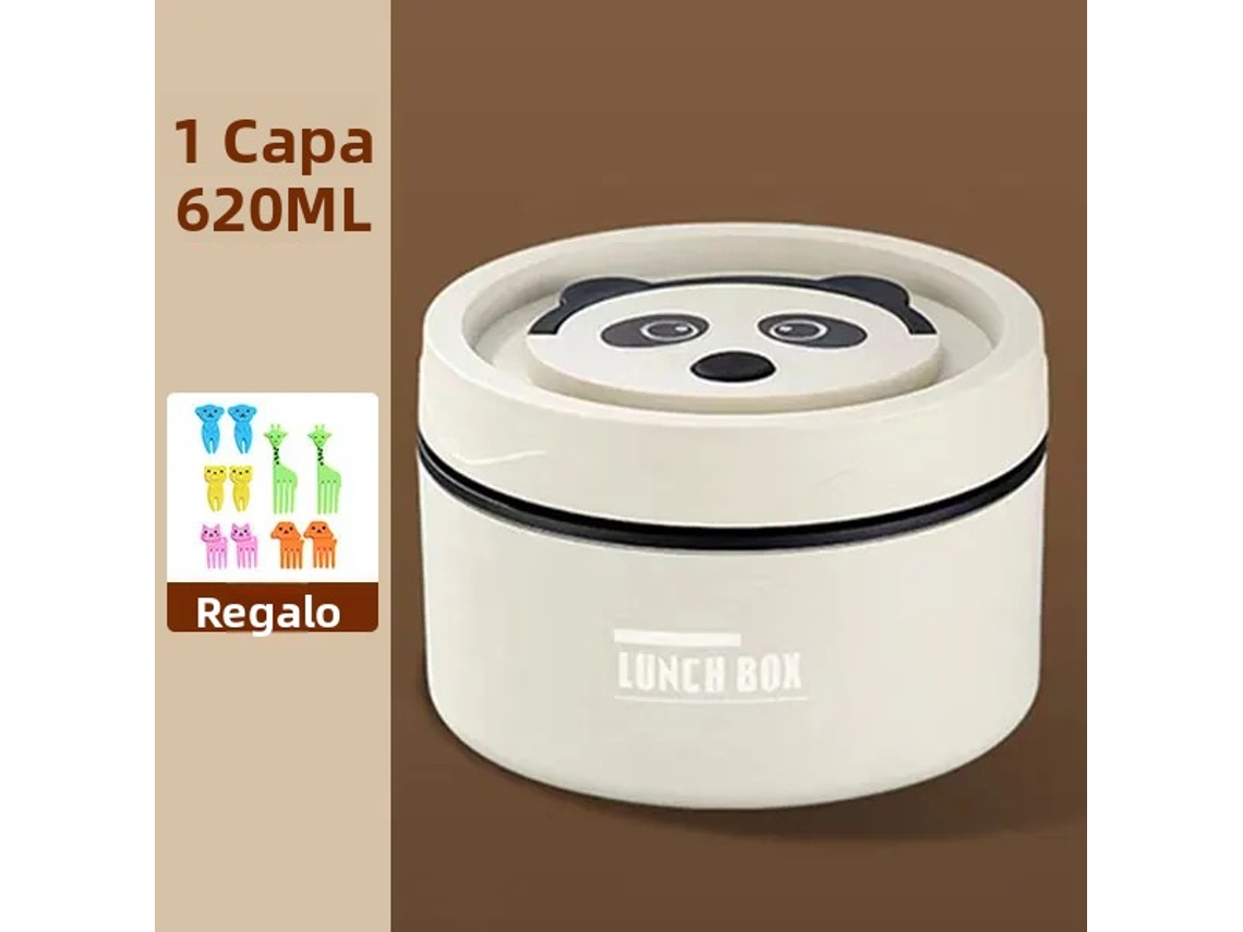 Lonchera Bento Infantil Beige De 620 Ml, Con Aislamiento Térmico, De Acero Inoxidable, Con Boca Ancha, Aislamiento Térmico Y A Prueba De Fugas.