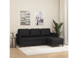 Sofá De 3 Plazas | Sofá De Salón | Sofá De Descanso Con Taburete Cuero Sintético Negro 180 Cm Wsd107233