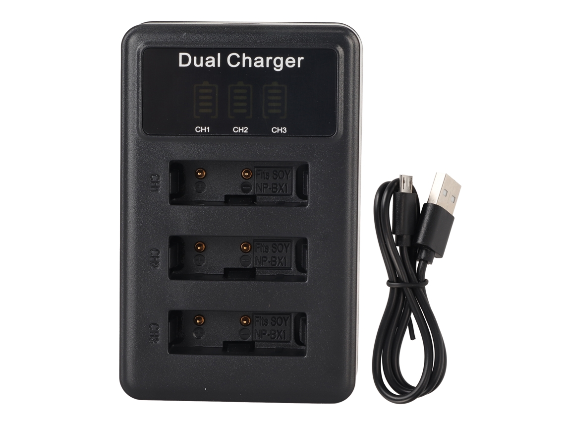 Cargador De Batería Usb Triple De 3 Canales Np Bx1 Para Cámaras Zv1 Rx100m7 Rx1r Hx90 Wx350