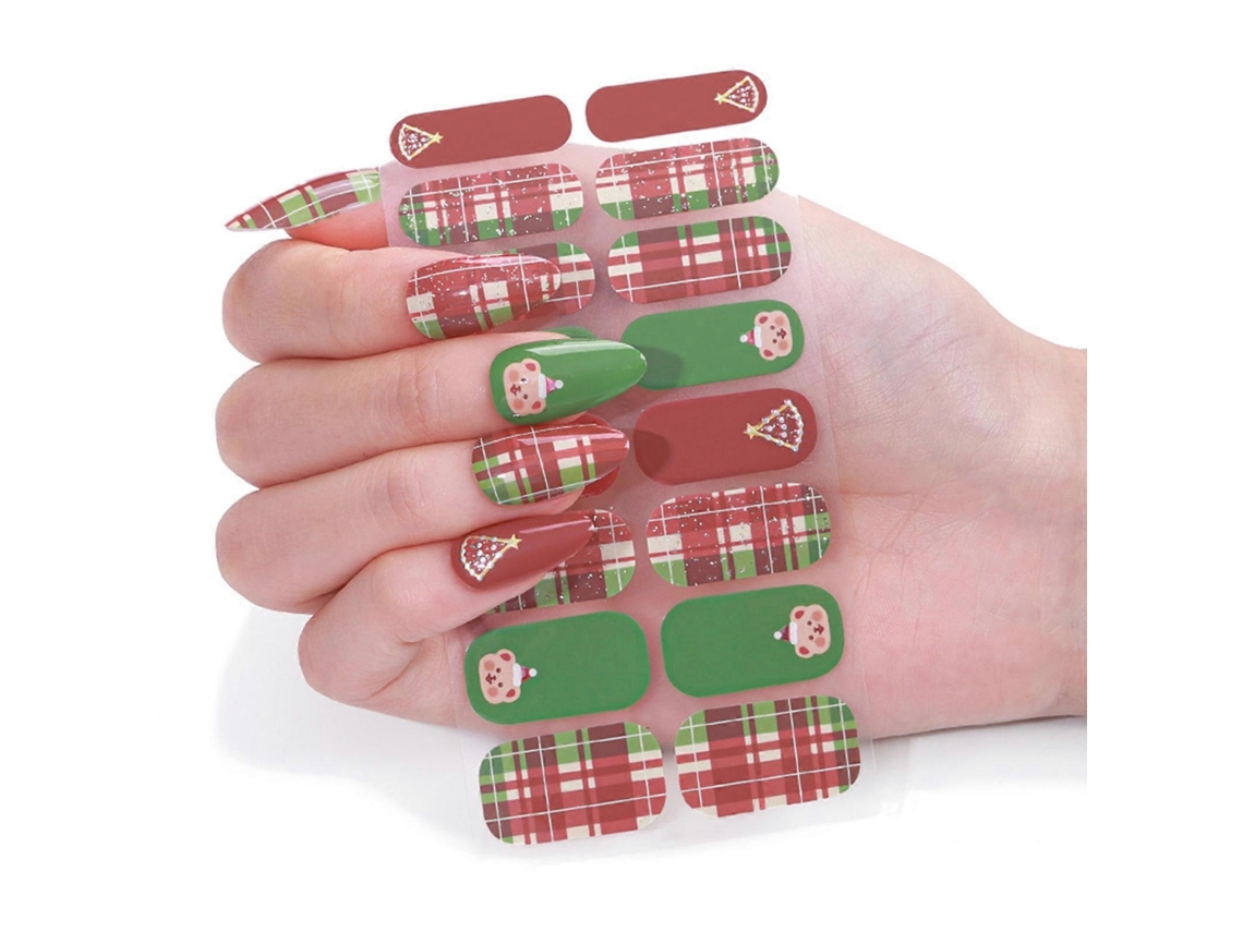 Pegatinas de uñas navideñas con temática de Papá Noel, calcomanías para manicura para fiestas navideñas Hengrongshen