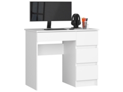 Escritorio de ordenador AKORD A7 Blanco 90 cm derecho 4 cajones color Blanco mate 90x50x77 cm AKORD FURNITURE FACTORY