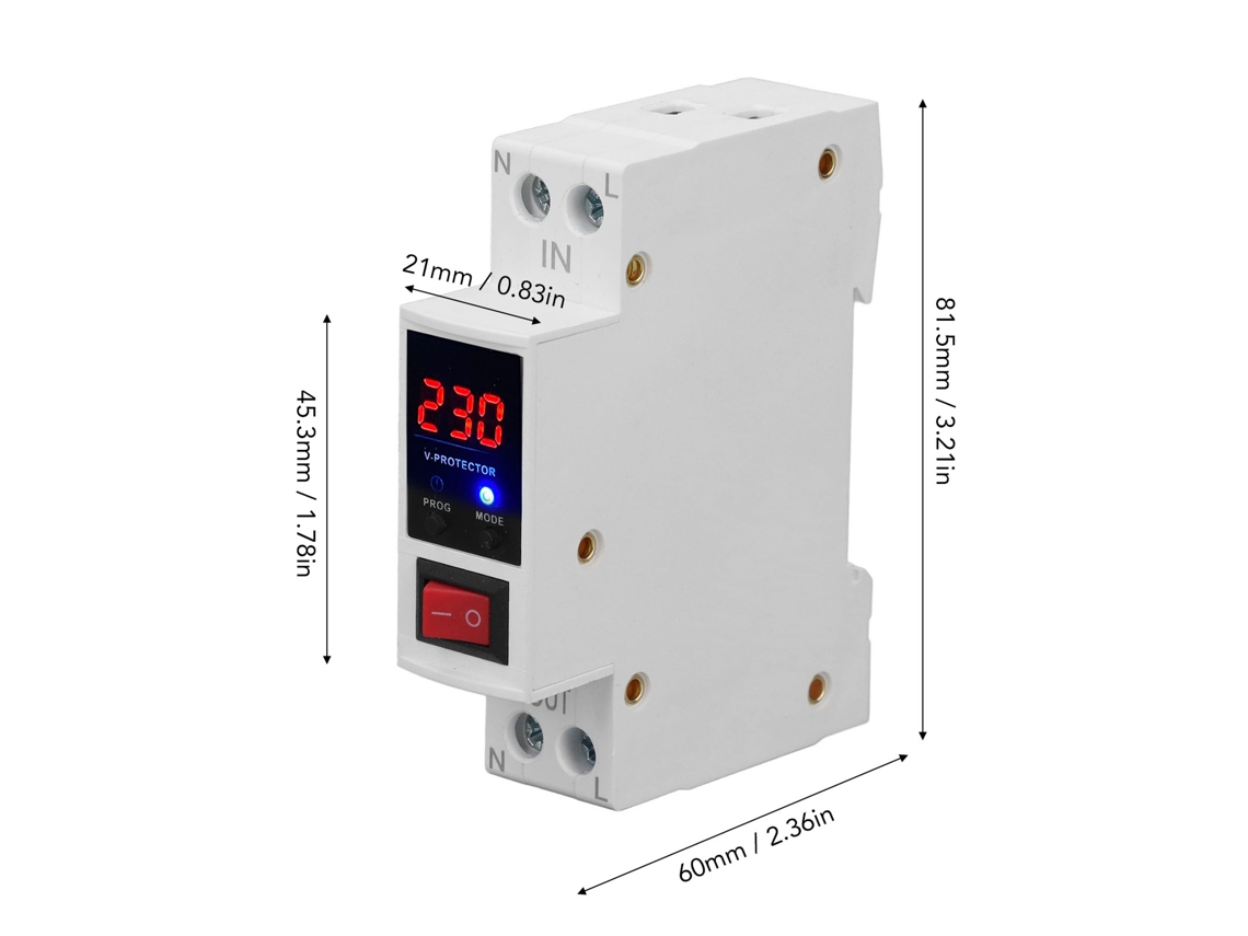 2026dz - Protector de tensión monofásico con recuperación automática y reinicio automático en caso de sobretensión o subtensión.
