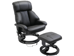 Sillón Reclinable Negro Para Tv En Piel Sintética Con Giro De 360°.