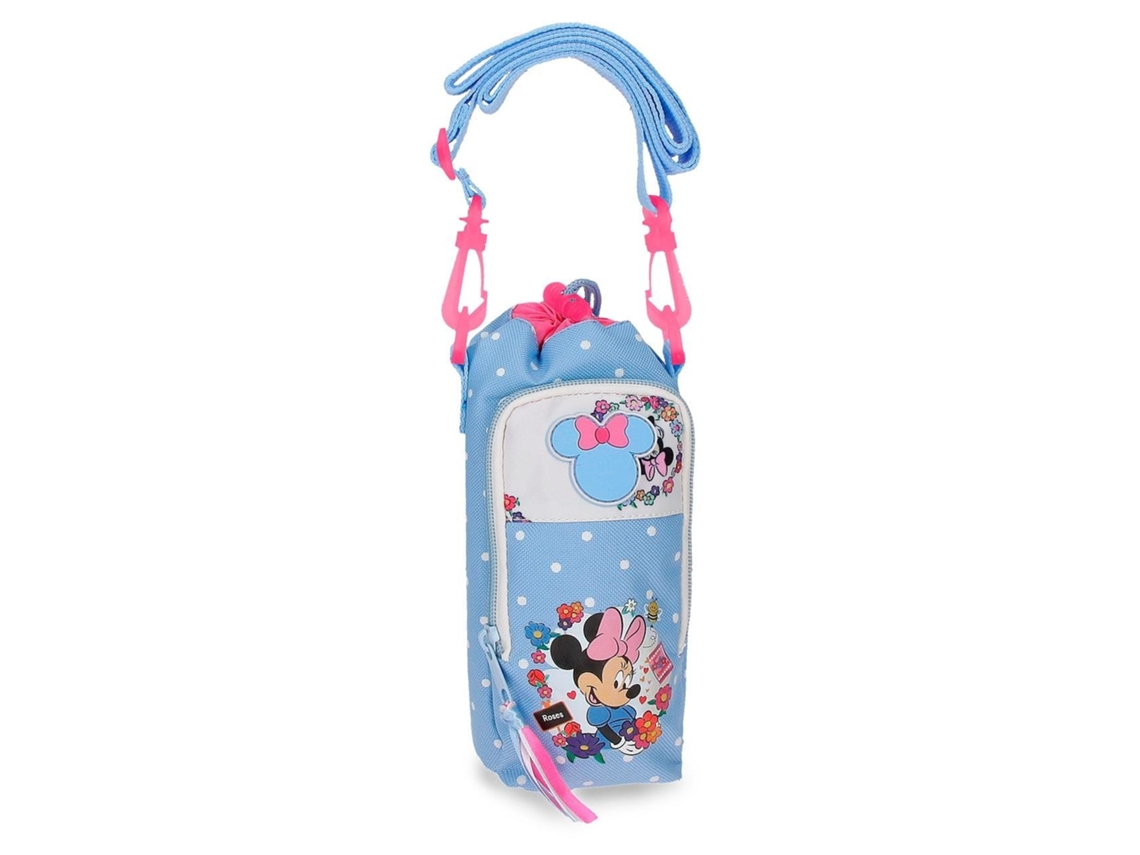 Bolso bandolera portabotellas Minnie Flowers Disney (azul claro, 8x22x8cm)