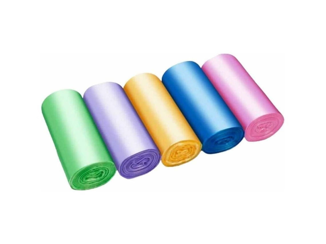 Bolsas de basura pequeñas de 4 galones, para baño, oficina y aseo, 5 rollos de colores (150 unidades)