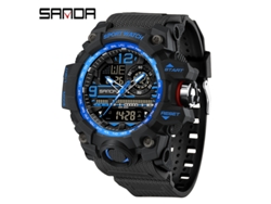 Reloj Electrónico De Moda (negro Y Azul para Hombre) Con Acabado Luminoso, Resistente Al Agua Y A Los Golpes, Con Alarma.