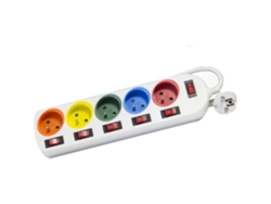 Bloque multitoma Dio de 5 enchufes con interruptor individual de color blanco Chacon