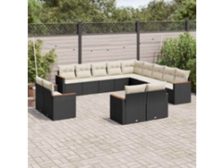 Conjunto de 13 sofás de jardín con cojines de mimbre sintético negro, Dkd Home Decor