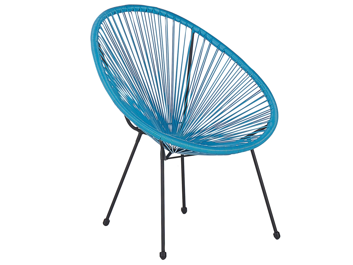 Silla de jardín BELIANI Acapulco ii de Ratán sintético Azul 70x90x87