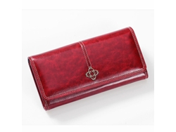 Cartera vintage fina de PU burdeos, gran capacidad, unisex, estilo clásico, Tommy01