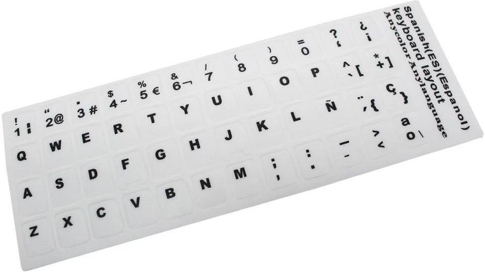 Pegatina para Teclado Castellano Blanco con Letras Negras