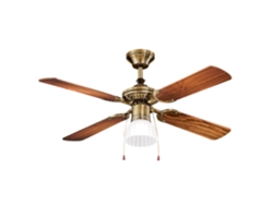 Ventilador de techo Perenz 7064 OB en nogal oscuro con luz, Ø 105 cm, 4 aspas, 3 velocidades, motor CA de 50 W, silencioso, conexión E27.
