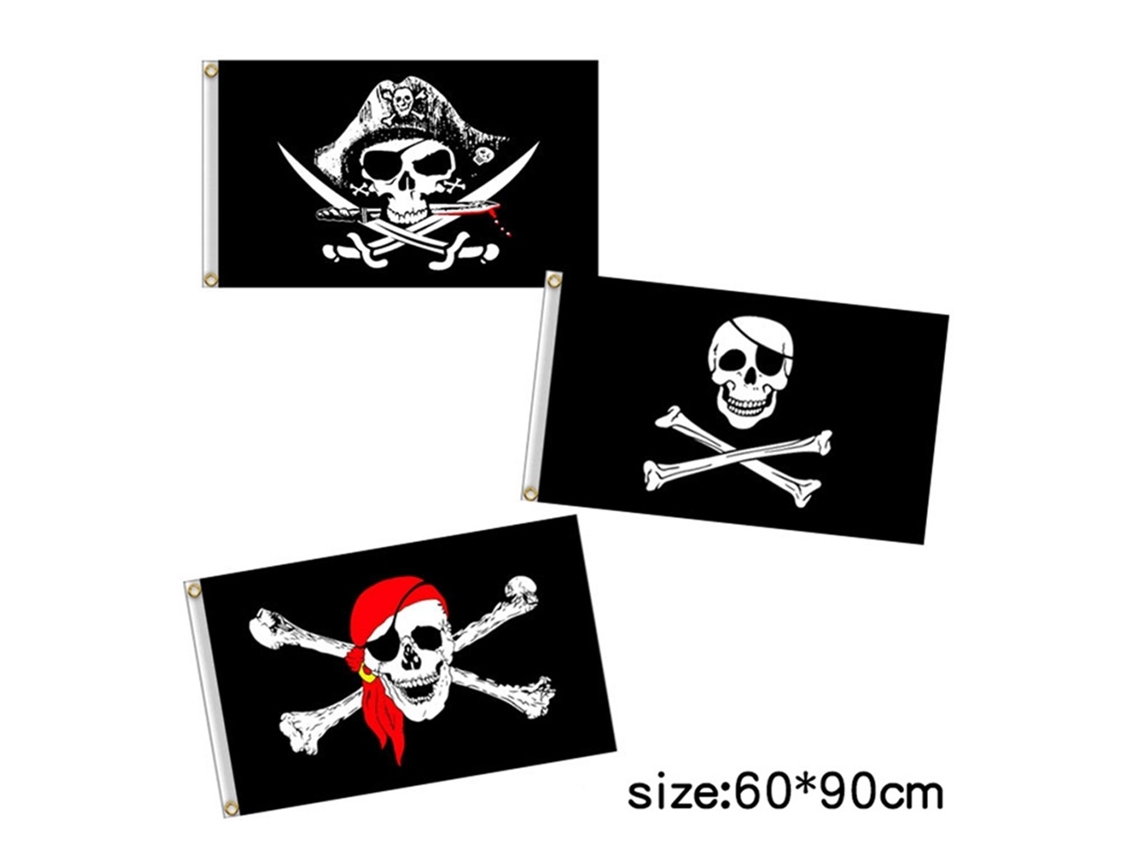Bandera Decorativa De Halloween Con Esqueleto Pirata Jolly Roger En Poliéster, 60x90 Cm.