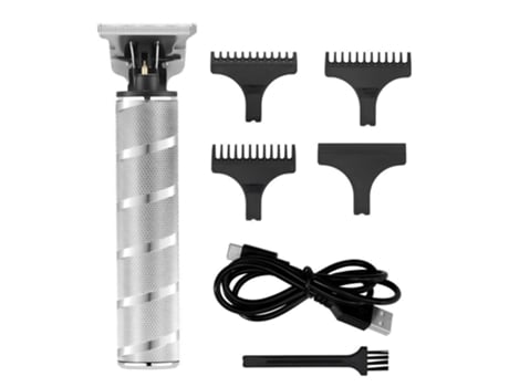 Cortapelos para hombres afeitadora inalámbrica para barba afeitadora eléctrica con cuchilla en T kit de aseo (plata)