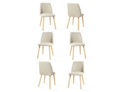 Sillas De Comedor Goeurvant 421(pack De 6, Beige, Tela)