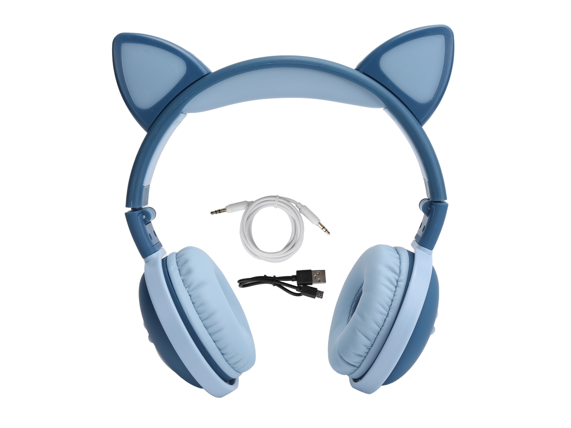 Fone De Ouvido Sem Fio Bluetooth 5.0 Com Luzes Led Orelhas De Gato Plegável Para Esportes Hifi