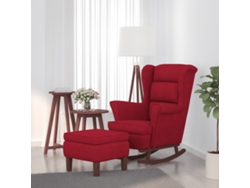 Mecedora con patas de metal/Taburete de terciopelo rojo Lovely Home