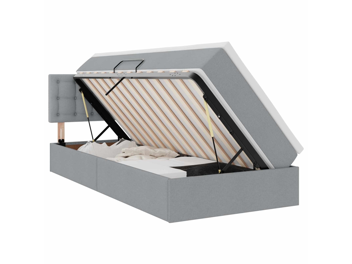 Syfax™ Cama Con Almacenamiento Y Colchón Gris Claro 100 X 200 Cm